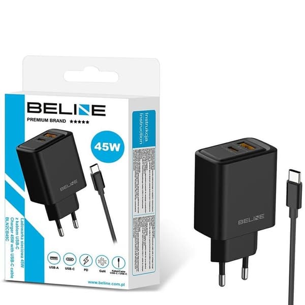 Beline Snabbladdare 45W USB-C Med Kabel - Svart