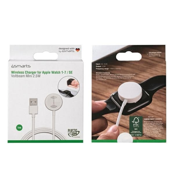4smarts laddare Apple Watch 2.5W Med USB-A Kable - Vit