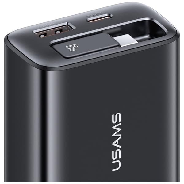 USAMS Snabbladdare 65W 1xUSB-C 1xUSB-A Med USB-C Kabel