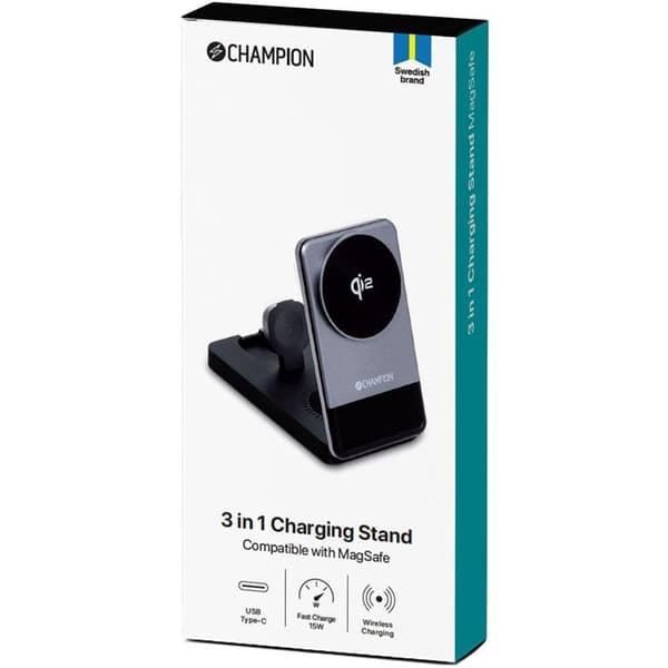 Champion QI2 3-in-1 Laddställ 15W - Svart