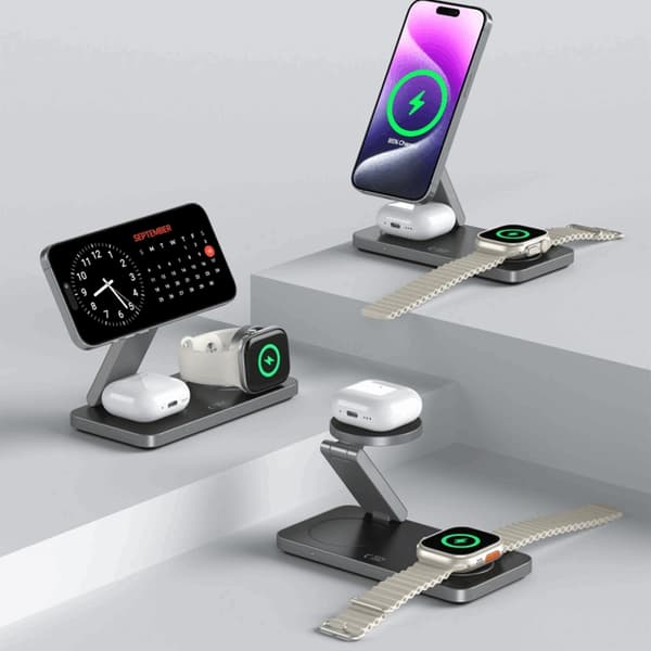 3-in-1 Magsafe Trådlös Laddare iPhone, Apple Watch, AirPods Qi 15W
