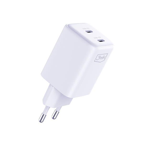 3MK Snabbladdare 45W 2xUSB-C med USB-C Kabel Hyper - Vit