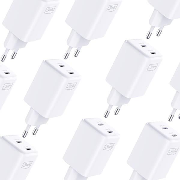 3MK Snabbladdare 45W 2xUSB-C med USB-C Kabel Hyper - Vit