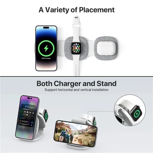 3in1 MagSafe Trådlös Laddare iPhone, Apple Watch, Airpods