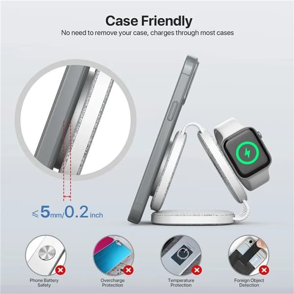 3in1 MagSafe Trådlös Laddare iPhone, Apple Watch, Airpods