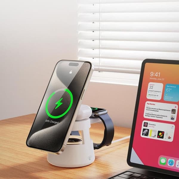 Duzzona MagSafe Trådlös Laddare iPhone, Apple Watch, AirPods