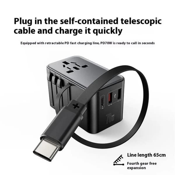 ROCK Reseadapter 70W 2xUSB-A 1xUSB-C GaN