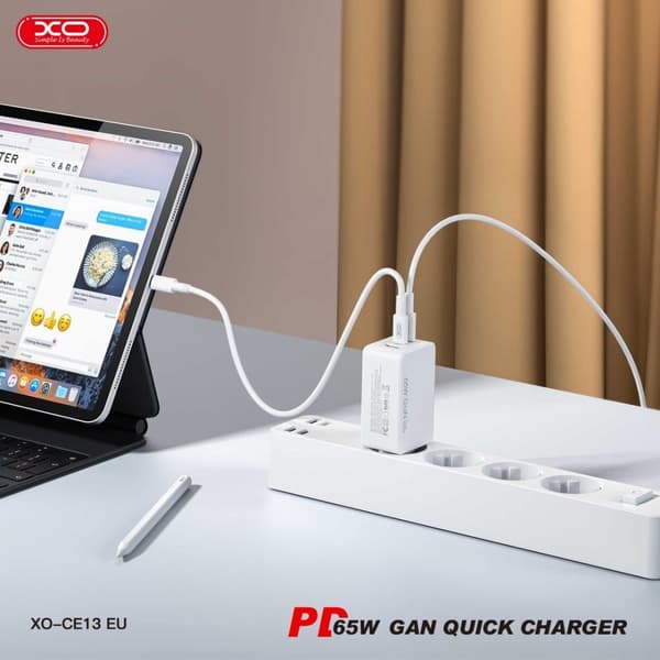 Snabbladdare för iPhone / iPad / Samsung 65W PD Dual USB-C, USB Väggladdare