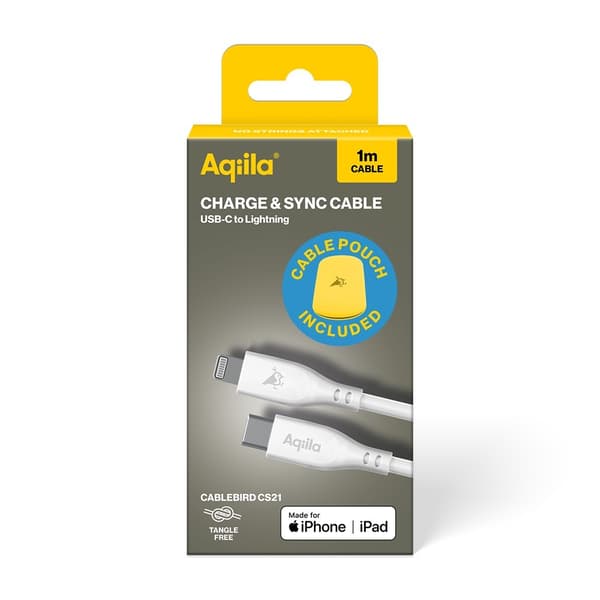 Aqiila Kabel Cablebird CS21 USB-C/Lightning 60W 1m Hvit