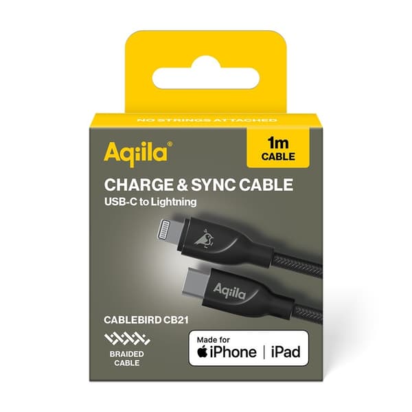 Aqiila Kabel Cablebird CB21 USB-C/Lightning 60W 1m Sort