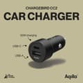 Miniatyrbillede 3 af 3: Aqiila Biloplader Chargebird CC2 USB-C + USB-A 32W Sort