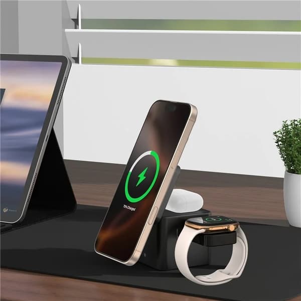 Qi2 Magnetisk Trådlös Laddare iPhone, Apple Watch, Airpods