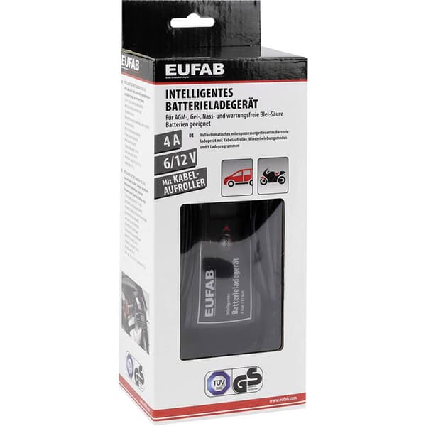 Eufab 16616 Bilbatteriladdare 6 V, 12 V 2 A 2 A, 4 A