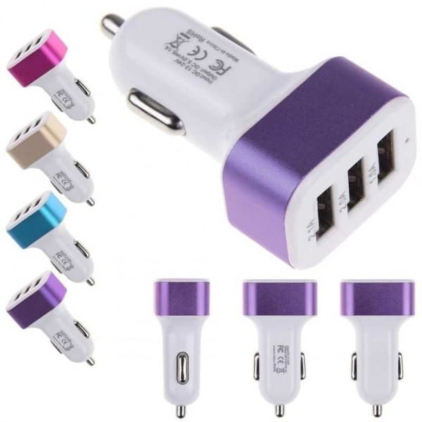 Universell Billaddare 3xUSB 2.1A Blå