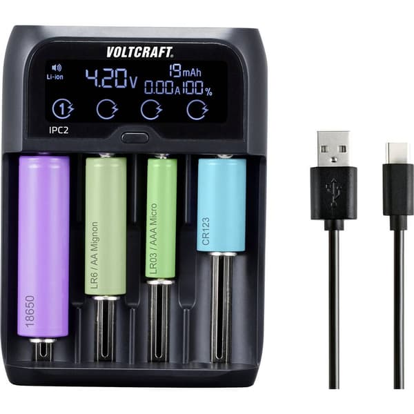 VOLTCRAFT IPC-2 Batteriladdare NiMH, NiCd, LiIon, LiFePO AAAA (Mini), AAA (R03), AA (R6), C (R14), Sub-C, A, 10440, 145
