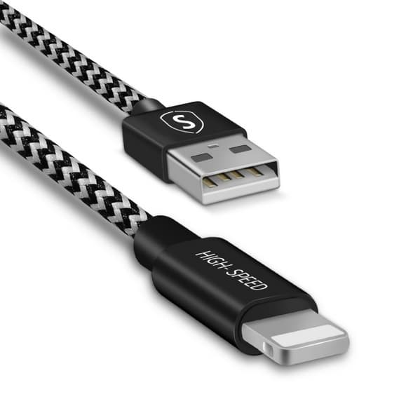 SiGN Skin Lightning Kabel 2.4A, 3m - Svart/Vit