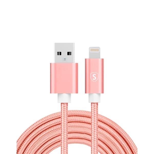 SiGN USB till Lightning Kabel, 2.4A, 3m, Nylon - Rosa