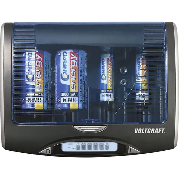 VOLTCRAFT P-600 Batteriladdare NiMH AAA (R03), AA (R6), C (R14), D (R20), 9V block (6F22)