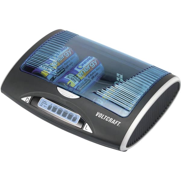 VOLTCRAFT P-600 Batteriladdare NiMH AAA (R03), AA (R6), C (R14), D (R20), 9V block (6F22) Svart, Silver