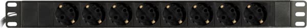 Powerstrip w/ 8xCEE 7/3 socket 1xCEE 7/7 19 "1U 2m cable Sort