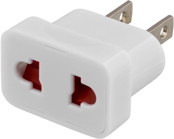 Travel adapter, EU to US, unearthed, 110-250V, 10A, white