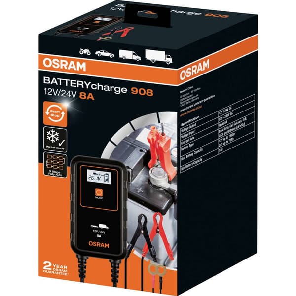 OSRAM OEBCS908 4052899620544 Bilbatteriladdare 12 V, 24 V 4 A, 8 A 4 A, 8 A