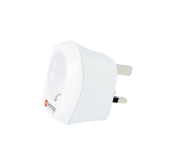 Europe to UK earthed travel adapter, 15A, 110-125V, white