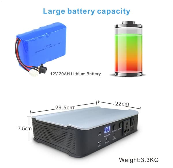 Powerbank 300 W AC/DC med inbyggt Litiumbatteri