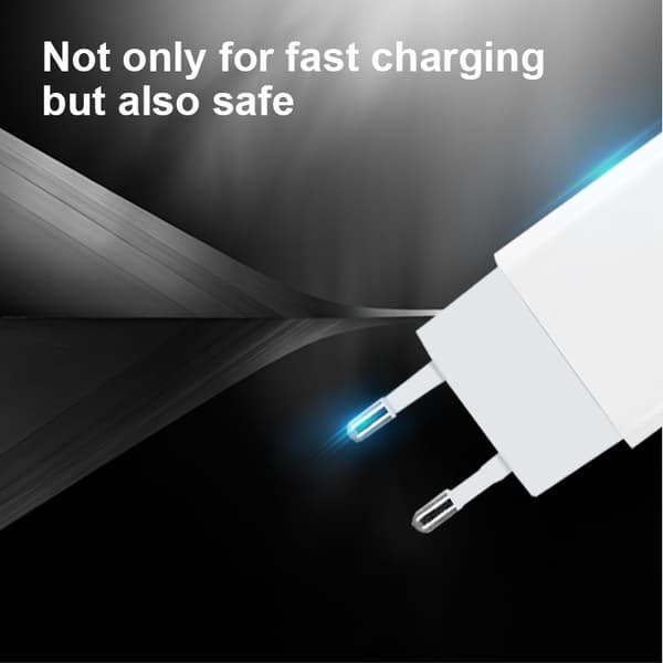 Snabb väggladdare - USB-C PD, USB-A - 20W med USB-A til Lightning kabel, 1m