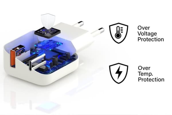 Snabb väggladdare - USB-C PD, USB-A - 20W med USB-A til Lightning kabel, 1m