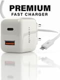 Miniatyrbild 1 av 9: Snabb väggladdare - USB-C PD, USB-A - 20W med USB-A til Lightning kabel, 1m