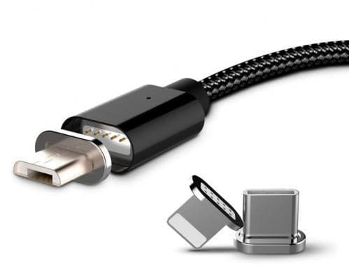 SiGN Magnetkabel 3-i-1 USB-C, Lightning, Micro-USB 2.4A 1 m - Svart