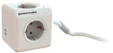 PowerCube Extended 4 Sockets, 2 USB, 1.5 m, grey
