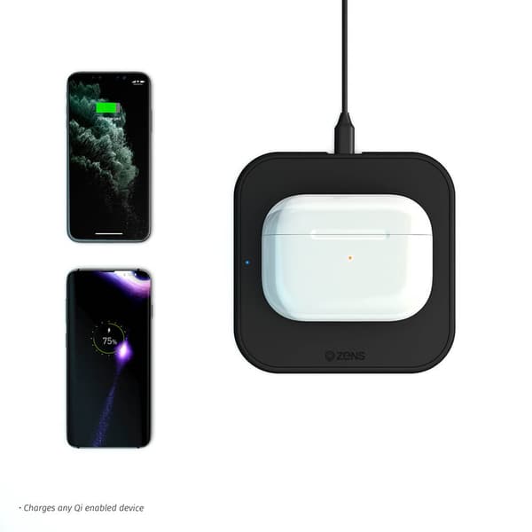 ZENS Essential Single Laturi QI  10W Svart 5mm Slim (Apple + Samsung QC)