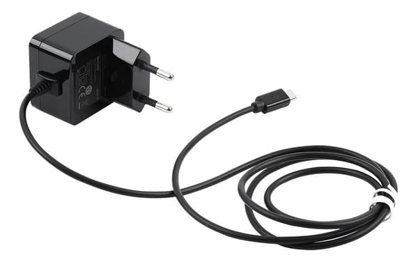 USB wall charger, fixed Micro USB cable, 1 m, black