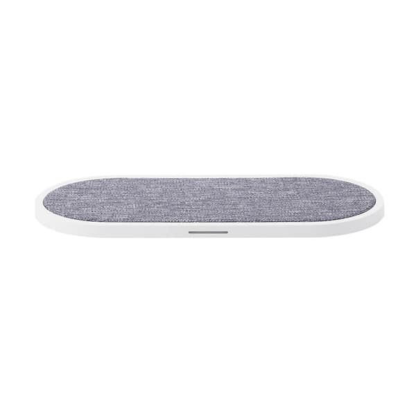 GEAR Trådløs Dual QI Lader USB-C Tilk. 2x10W Hvit med Grå Tekstil