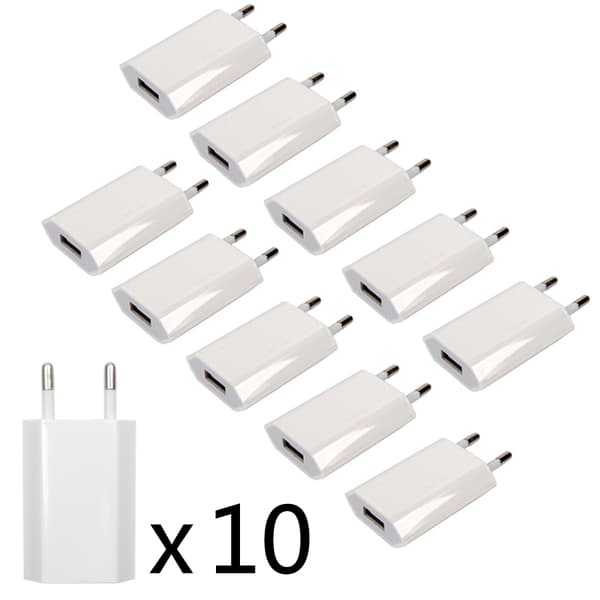 10 Pack Laddare/Väggladdare till iPhone, Samsung m.fl. 1A Vit White iPhone/Galaxy