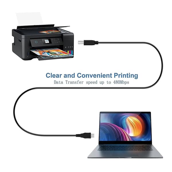 NÖRDIC USB 3.1 kabel USB C till USB B 5Gbps 1m USB skrivarkabel