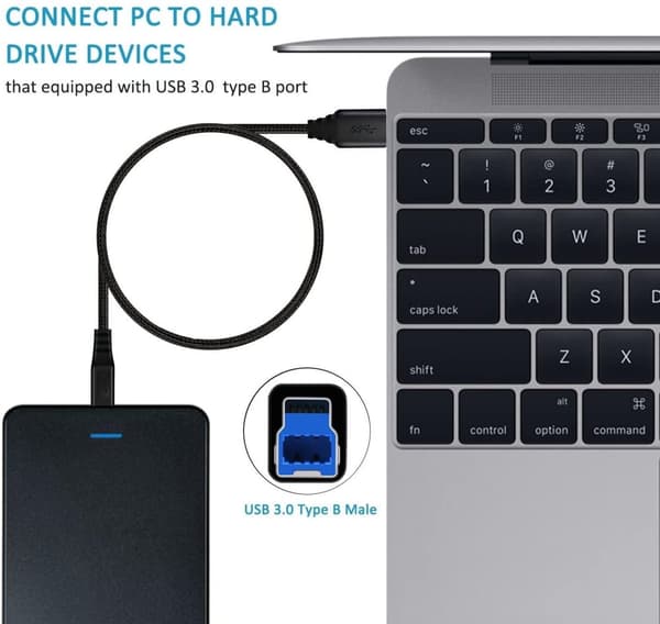 NÖRDIC USB 3.1 kabel USB C till USB B 5Gbps 1m USB skrivarkabel