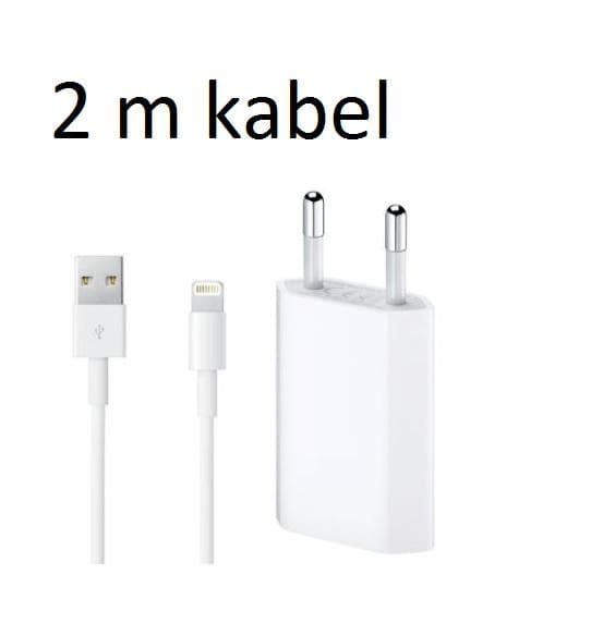 2 Meter Lightning USB cable + Wall charger