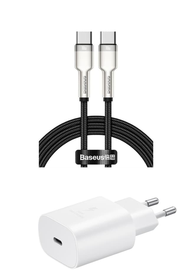 1m baseus pd cabel med samsung 25W laddare