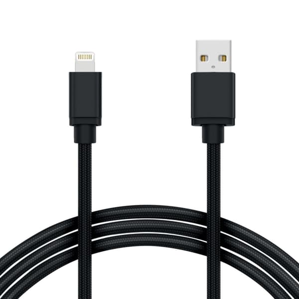 1M Kabel iPhone Oplader Nylon Quick Charge Sort