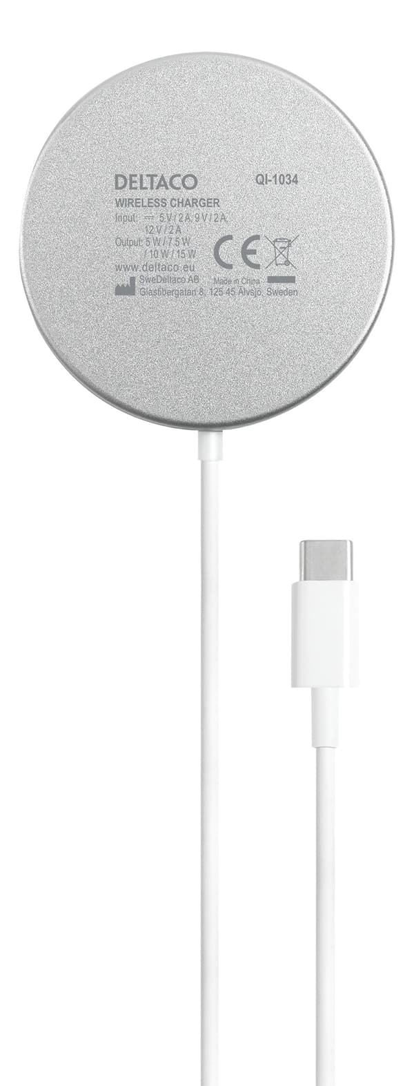 Magnetic wireless charger, iPhone 13/14/15/16, USB-C, wh/si