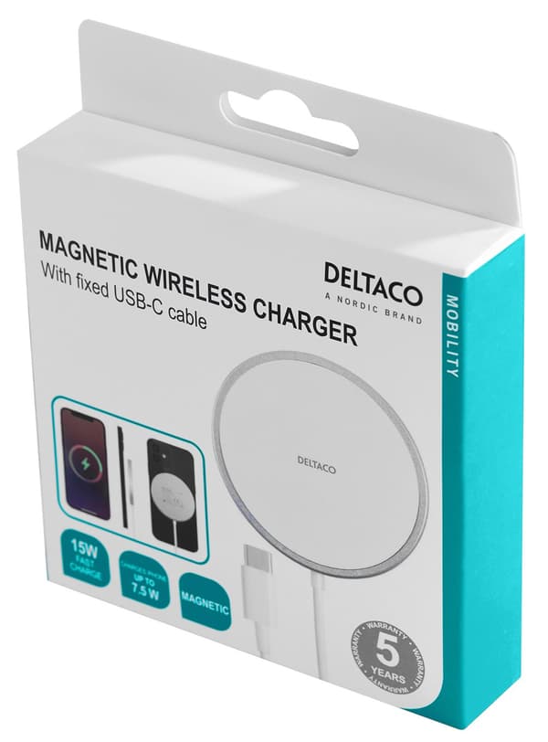 Magnetic wireless charger, iPhone 13/14/15/16, USB-C, wh/si