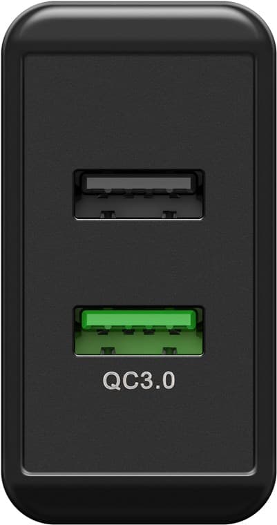 Dual-USB hurtiglader USB/QC3.0 (28W) svart