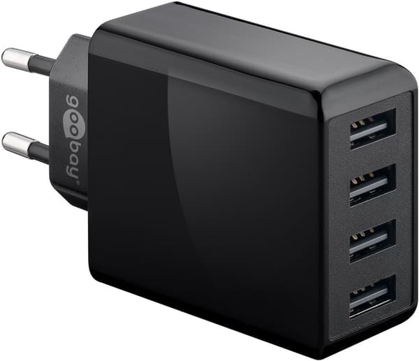 4-veis USB-lader (30W) svart