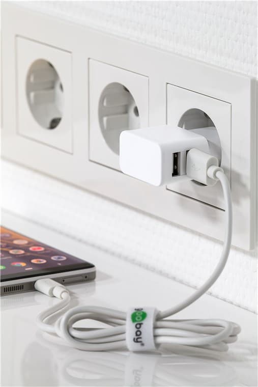 Dobbel USB-lader 2,4 A (12W) hvit