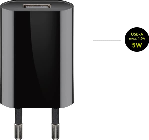 USB-A oplader (5 W) sort
