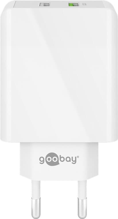 Dobbel USB hurtiglader QC3.0 28W hvit
