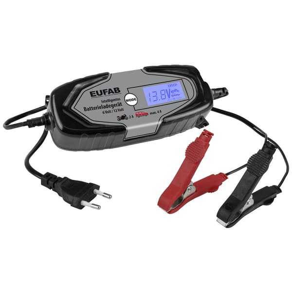 Eufab Intelligentes Batterieladegerät 6/12V 4A, auch für Lithiumbatterien 16647 Billaddare, Bilbatteriladdare 12 V, 6 V